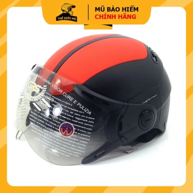 Mũ bảo hiểm nửa đầu GRS A102K đen đỏ có kính, nam nữ, bảo hành 12 tháng Thế Giới Mũ 2 Mũ bảo hiểm nửa đầu GRS A102K đen đỏ có kính, nam nữ, bảo hành 12 tháng Thế Giới Mũ 2