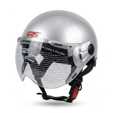 Mũ bảo hiểm nửa đầu GRS A33K bạc bóng, kính cao cấp, vòng đầu 56-58cm, bảo hành 12 tháng, giảm giá 267.000đ