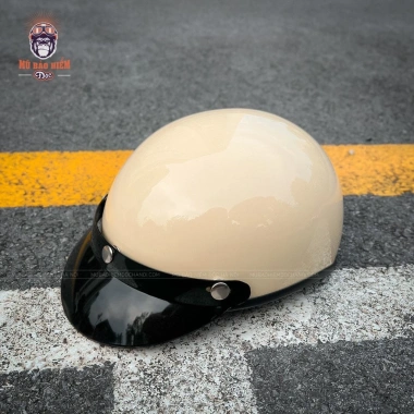 Mũ Bảo Hiểm Nửa Đầu Kính Phi Công HRA Trắng Sữa Bóng - Cao Cấp, Giá 320.000