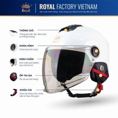 Mũ Bảo Hiểm Nửa Đầu Royal M778 Ốp Tai Da – Thiết Kế Nam Nữ, Đi Xe Máy, Giá 374.000₫ 5
