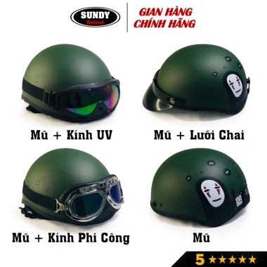 Mũ bảo hiểm nửa đầu SUNDY Freesize (55-59cm) đa họa tiết cá tính kèm kính UV - 99.000₫