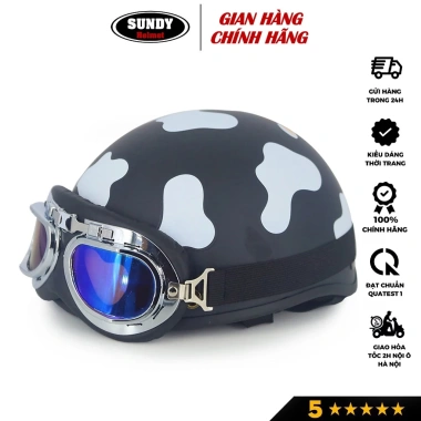 Mũ bảo hiểm nửa đầu SUNDY Freesize (55-59cm) đa họa tiết cá tính kèm kính UV - 99.000₫