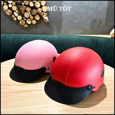 Mũ Bảo Hiểm Nửa Đầu Vân Cacbon - Đệm Lót Dày Mịn, Khóa Đồng, Bảo Hành 12Th - 158.000 VND