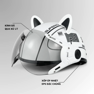 Mũ Bảo Hiểm Nửa Đầu VARO A33K Kính Cao Cấp - Thiết Kế Tai Mèo, Giá Ưu Đãi 235k 9