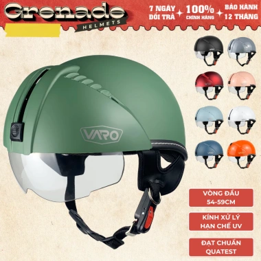 Mũ bảo hiểm nửa đầu VARO kính âm, kính chắn gió, chống UV - Chính hãng 228.000₫