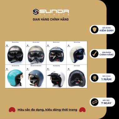 Mũ bảo hiểm phi công SUNDA 388 kính giấu - Giá giảm 609.000₫, chất lượng cao, an toàn tối đa 2