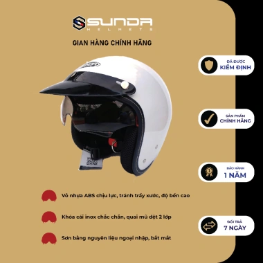 Mũ bảo hiểm phi công SUNDA 388 kính giấu - Giá giảm 609.000₫, chất lượng cao, an toàn tối đa 4