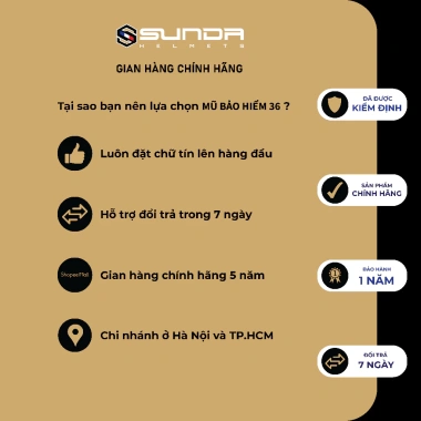 Mũ bảo hiểm phi công SUNDA 388 kính giấu - Giá giảm 609.000₫, chất lượng cao, an toàn tối đa 9