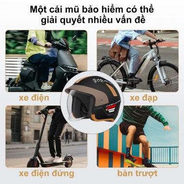 Mũ Bảo Hiểm Retro Masontex 706 Nửa Đầu Kính Gập Trong Suốt Size 52‑64cm Đi Phượt 499k 9