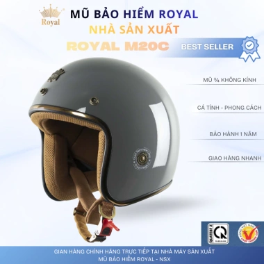 Mũ Bảo Hiểm Royal M20C 3/4 Chính Hãng - Hợp Nam Nữ, Giá Ưu Đãi 340.000đ