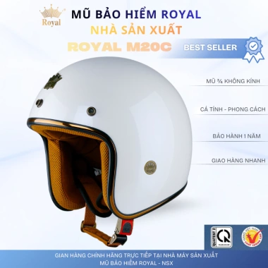 Mũ Bảo Hiểm Royal M20C 3/4 Chính Hãng - Hợp Nam Nữ, Giá Ưu Đãi 340.000đ