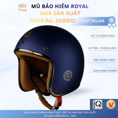 Mũ Bảo Hiểm Royal M20C 3/4 Chính Hãng - Hợp Nam Nữ, Giá Ưu Đãi 340.000đ