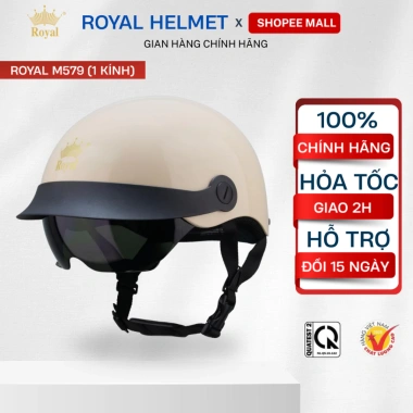 Mũ Bảo Hiểm Royal M579 Kính Âm Râm Đen Nửa Đầu và Lưỡi Trai Tiện Lợi 300k 2
