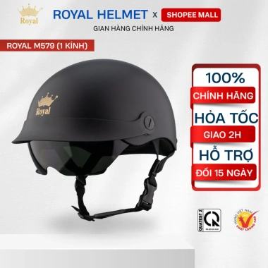 Mũ Bảo Hiểm Royal M579 Kính Âm Râm Đen Nửa Đầu và Lưỡi Trai Tiện Lợi 300k 7