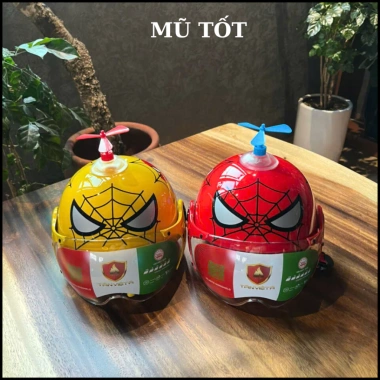 Mũ Bảo Hiểm Trẻ Em Người Nhện Có Kính Nửa Đầu 3-15 tuổi Bảo Hành 12 Tháng tặng chong chóng 7