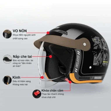 Mũ bảo hiểm unisex ga & xe máy, kính PC 3C, vỏ ABS thoáng khí, chống trầy xước - 297.000₫ 4