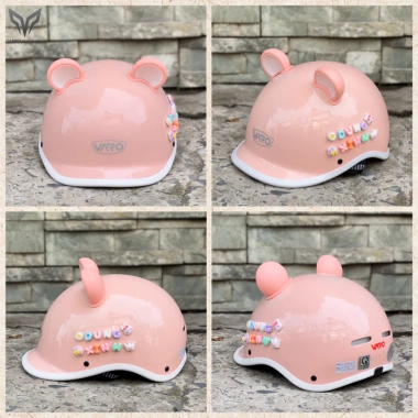 Mũ bảo hiểm VARO Cá Heo – Chuẩn Quatest, siêu nhẹ, 54‑59cm, tặng charm chữ & tai gấu