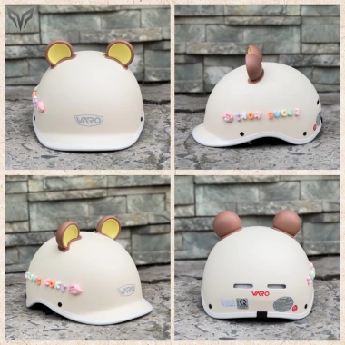 Mũ bảo hiểm VARO Cá Heo – Chuẩn Quatest, siêu nhẹ, 54‑59cm, tặng charm chữ & tai gấu 4 Mũ bảo hiểm VARO Cá Heo – Chuẩn Quatest, siêu nhẹ, 54‑59cm, tặng charm chữ & tai gấu 4