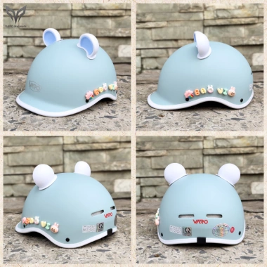 Mũ bảo hiểm VARO Cá Heo – Chuẩn Quatest, siêu nhẹ, 54‑59cm, tặng charm chữ & tai gấu