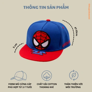 Mũ bé trai 1‑7 tuổi thêu Spider‑Man siêu nhân, mũ lưỡi trai đi học mầm non, mẫu giáo, đồ trẻ em – giảm giá 21% 3 Mũ bé trai 1‑7 tuổi thêu Spider‑Man siêu nhân, mũ lưỡi trai đi học mầm non, mẫu giáo, đồ trẻ em – giảm giá 21% 3