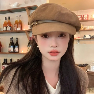 Mũ beret nhung lì kèm đai da cá tính trẻ trung, phù hợp 4 mùa - giá 170k 2