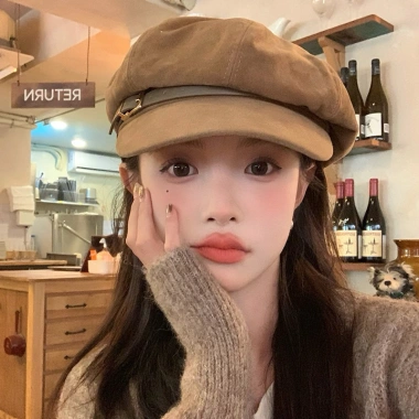 Mũ beret nhung lì kèm đai da cá tính trẻ trung, phù hợp 4 mùa - giá 170k 3