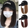 Mũ Bóng Chày Bob Tóc Giả Vô Hình Ngọt Ngào Chất Lượng Cao Sợi Chịu Nhiệt Tóc Tự Nhiên Dài Thẳng cho Nữ Ngoại Trời 4