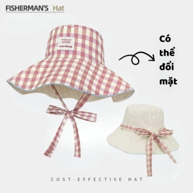 Mũ Bucket Caro 2 Mặt Dây Quai Nơ Nữ Chống Nắng Vành Rộng Giá 60k 10
