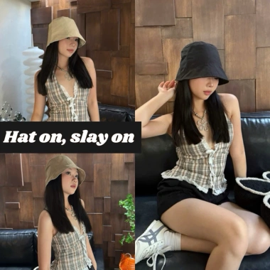 Mũ bucket nữ SAIGON HAT - Tai bèo, vành cụp, dây rút, dù cotton thoáng mát, phong cách Hàn Quốc, chỉ 155k 6