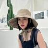 Mũ bucket nữ tai bèo rộng, vành che nắng, dây cột chất, mặt nạ cotton gập - 111.999₫ 8