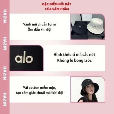 Mũ bucket tai bèo HAZIN thêu ALO vải Kaki cao cấp vành cụp thời trang cá tính - 65.000 VND