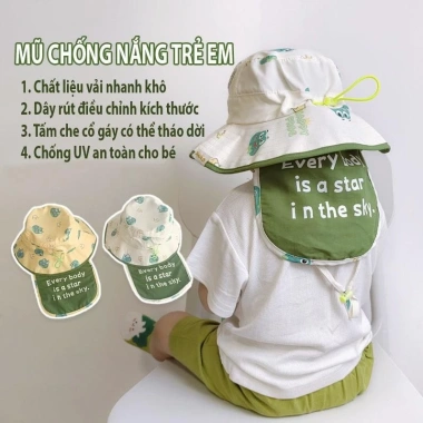 Mũ bucket trẻ em che cổ gáy, tai bèo vành rộng, chống UV, vải nhanh khô - 165k 5 Mũ bucket trẻ em che cổ gáy, tai bèo vành rộng, chống UV, vải nhanh khô - 165k 5