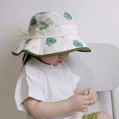 Mũ bucket trẻ em che cổ gáy, tai bèo vành rộng, chống UV, vải nhanh khô - 165k