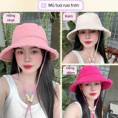 Mũ Bucket Tua Rua Đính Hột Hoa - Nón Tai Bèo Chống Nắng, Viền Rách Dây M135 Giá 45.000