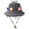Mũ Bucket Tua Rua Xỏ Hạt, Charm Hoa Len, Nón Tai Bèo Viền Rách Hàn Quốc 67.5k 10