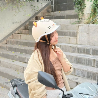 Mũ Cá Heo Kem Nam Nữ Camry CR Helmet - Giá 139k, tặng Tai Gấu và Charm Tên