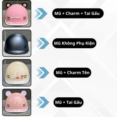 Mũ Cá Heo Kem Nam Nữ Camry CR Helmet - Giá 139k, tặng Tai Gấu và Charm Tên 4 Mũ Cá Heo Kem Nam Nữ Camry CR Helmet - Giá 139k, tặng Tai Gấu và Charm Tên 4