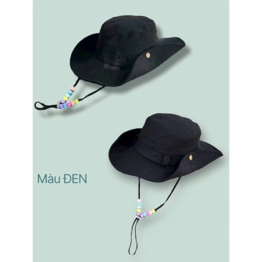 Mũ cao bồi nữ nón vành tròn dây ngọc che nắng mùa hè năng động - Giá 68.000đ