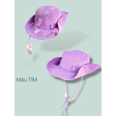 Mũ cao bồi nữ nón vành tròn dây ngọc che nắng mùa hè năng động - Giá 68.000đ