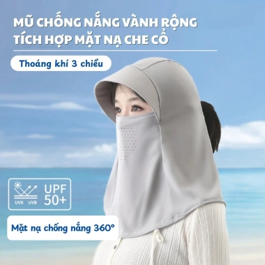 Mũ che nắng lụa băng thoáng khí trùm kín mặt, cổ choàng UV90+ giảm còn 21.500đ 5 Mũ che nắng lụa băng thoáng khí trùm kín mặt, cổ choàng UV90+ giảm còn 21.500đ 5