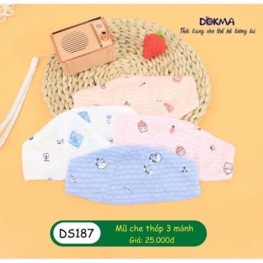 Mũ Che Thóp Sơ Sinh 3 Mảnh Modal Dokma DS187 – Giá 25.000, bảo vệ an toàn cho bé