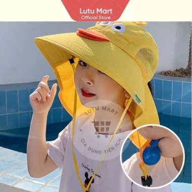 Mũ Chống Nắng Bé Tai Bèo Rộng Vành + Còi Chống Lạc, Lưới Thoáng Khí - 54.000đ