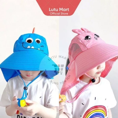 Mũ Chống Nắng Bé Tai Bèo Rộng Vành + Còi Chống Lạc, Lưới Thoáng Khí - 54.000đ