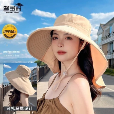 Mũ chống nắng nữ chùm gáy rộng, vanh UV - Giá chỉ 41.000 VND