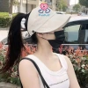 Mũ chống nắng nửa đầu Hàn Quốc màu hồng, vành rộng, móc đeo khẩu trang, buộc tóc đuôi ngựa - 29.690đ