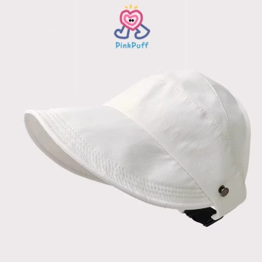 Mũ chống nắng nửa đầu Hàn Quốc màu hồng, vành rộng, móc đeo khẩu trang, buộc tóc đuôi ngựa - 29.690đ 7
