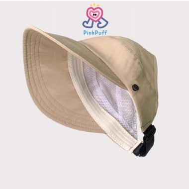 Mũ chống nắng nửa đầu Hàn Quốc màu hồng, vành rộng, móc đeo khẩu trang, buộc tóc đuôi ngựa - 29.690đ 9