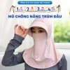 Mũ chống nắng trùm đầu UV tích hợp khẩu trang vải lụa, băng che cổ, lỗ thoáng khí