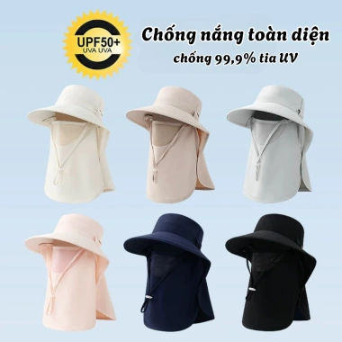 Mũ Chống Nắng UV 99% + Khẩu Trang Che Cổ Tháo Rời, Thoáng Khí, Chống Bụi - Giá 47.5k 8
