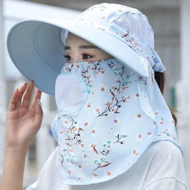 Mũ chống nắng vành rộng gấp lại kèm khẩu trang nữ - Hàng loại 1, giảm giá 35k 5